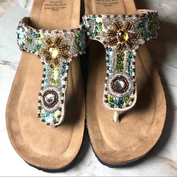 white mountain sequin sandals